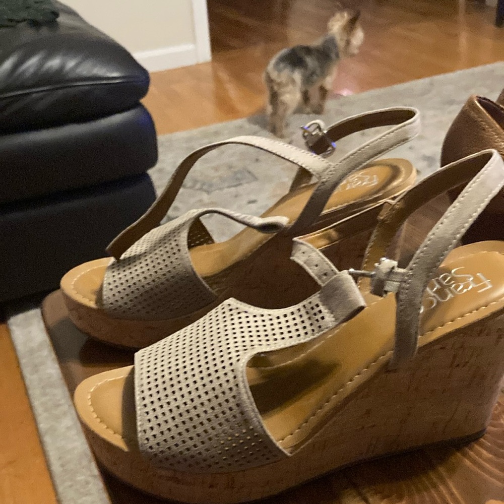 Franco Sarto Tan Wedge Sandals with Slingback
